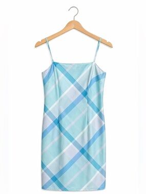 The Limited Plaid Sundress Women’s Size 4 Blue Teal Cotton Summer Dress